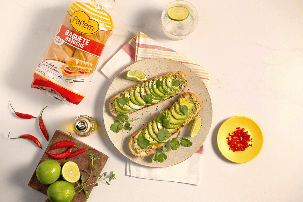 Avocado Toast com Pão Brioche Baguete Paderrí